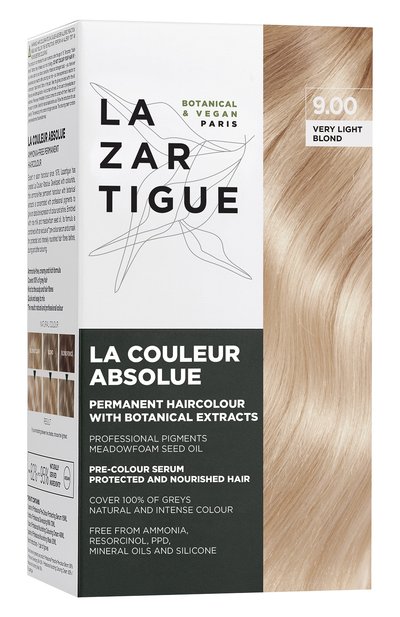 Женского перманентная безаммиачная краска для волос абсолютный цвет, оттенок очень светлый блондин 9.00 (15+70+48+20ml) LAZARTIGUE, арт. 10L01801B