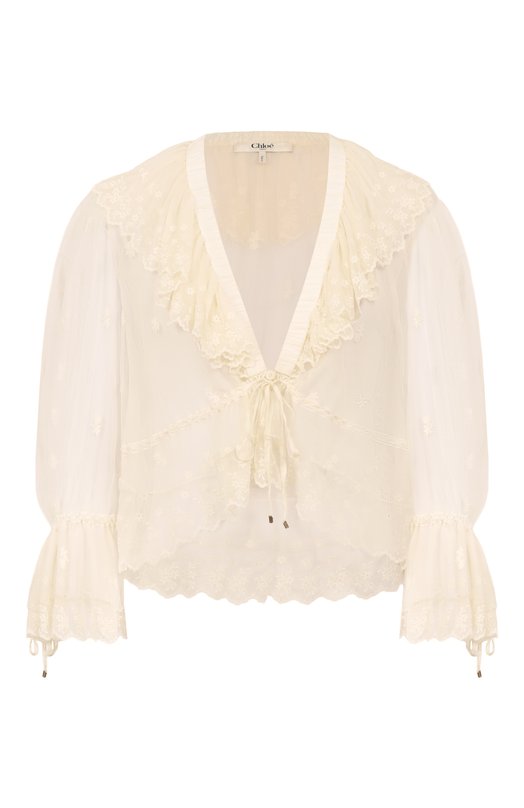 Хлопковая блузка Chloé CH25UHT26099/113 Кремовый CH25UHT26099/113