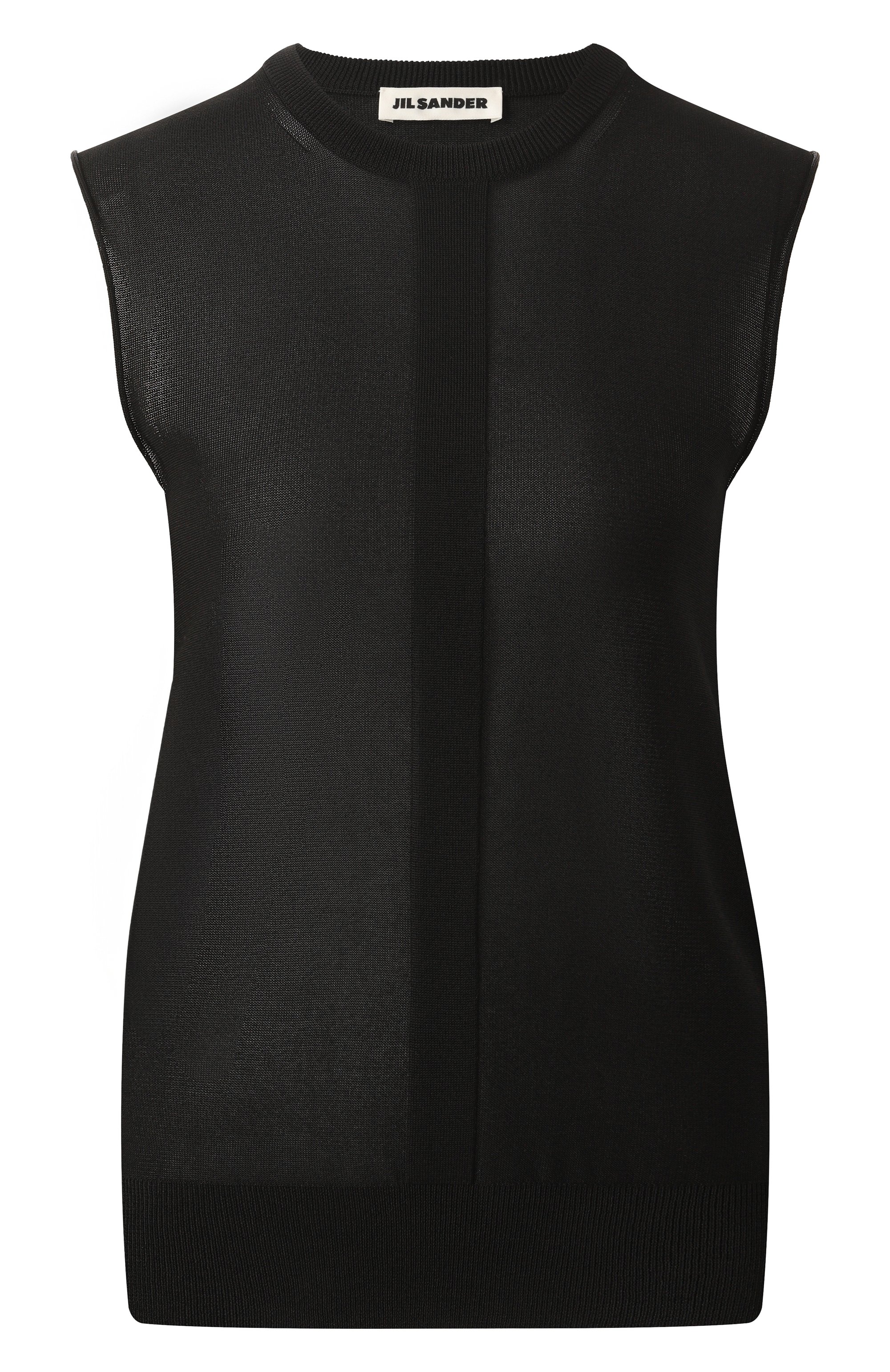 Топ из вискозы JIL SANDER черного цвета по цене 130000 руб., арт. J01NC0157/J18337, фото 1 Топ из вискозы JIL SANDER, арт. J01NC0157/J18337, фото 1