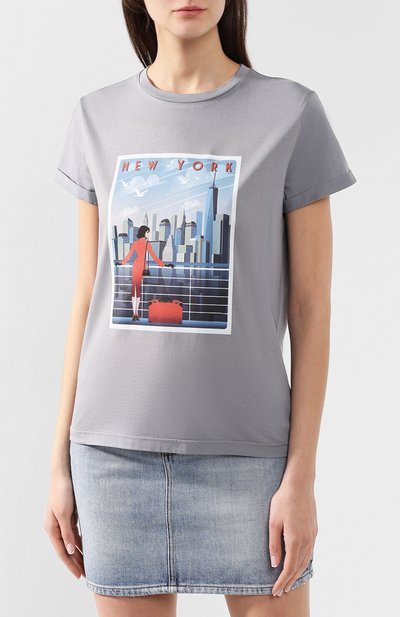 Хлопковая футболка SEVEN LAB серого цвета по цене 5880 руб., арт. T19-NEW YORK grey, фото 3 Хлопковая футболка SEVEN LAB, арт. T19-NEW YORK grey, фото 3
