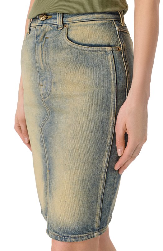 Джинсовая юбка Balmain GF0LC300/DG21 Голубой  GF0LC300/DG21 Фото 5
