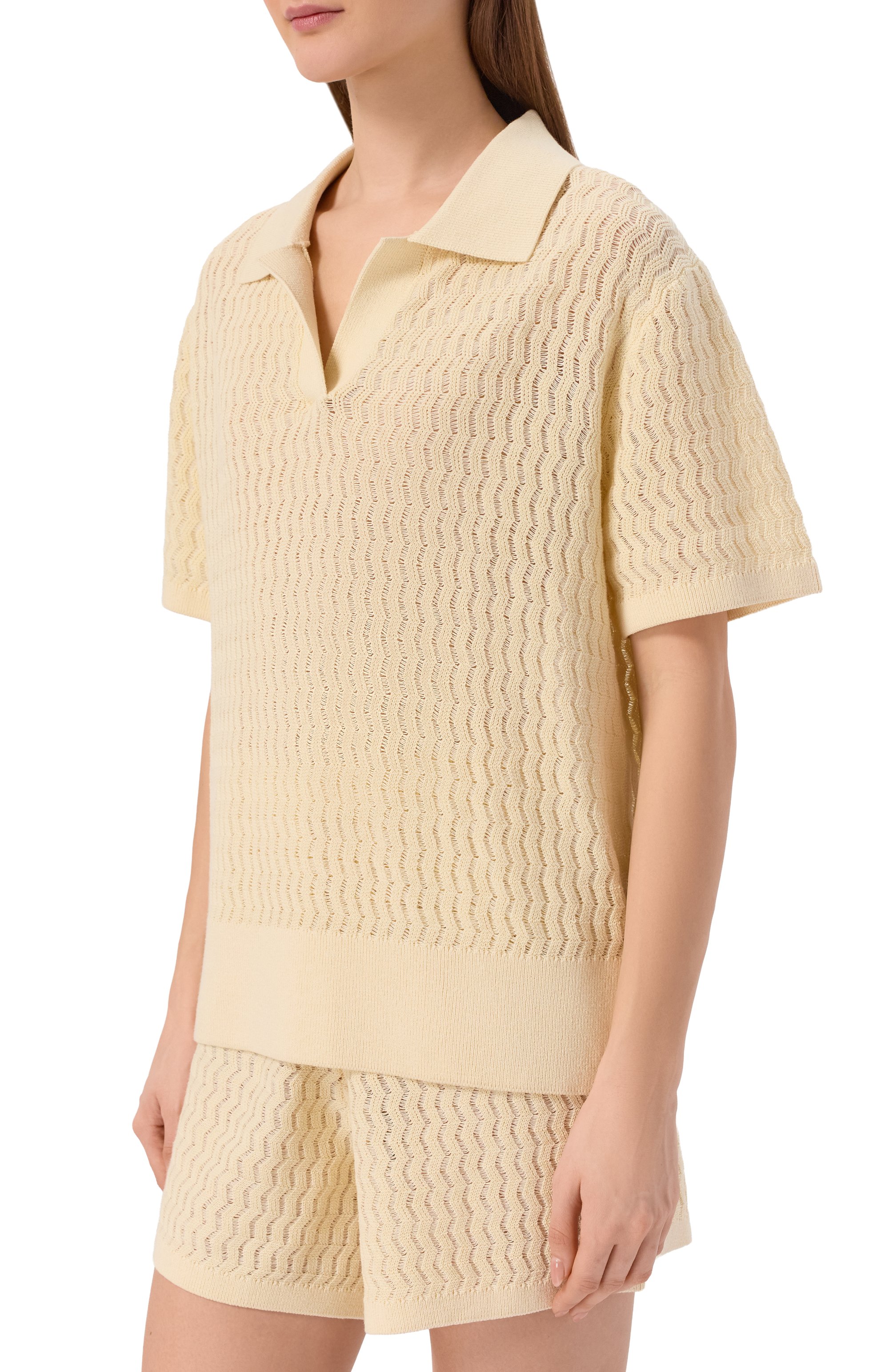 Поло из хлопка  и льна YUZEFI, арт. AURI-EYELASH P0L0/KNIT, фото 3