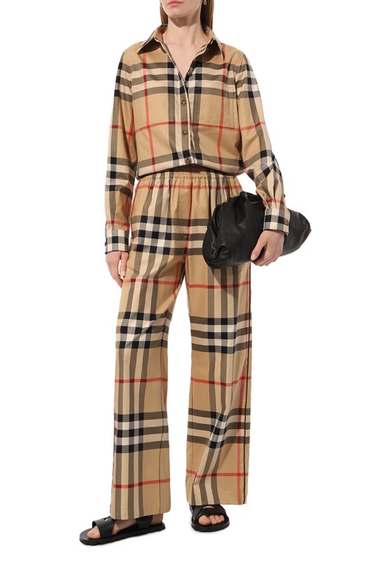 Хлопковые брюки Burberry 8071101 Бежевый  8071101 Фото 2