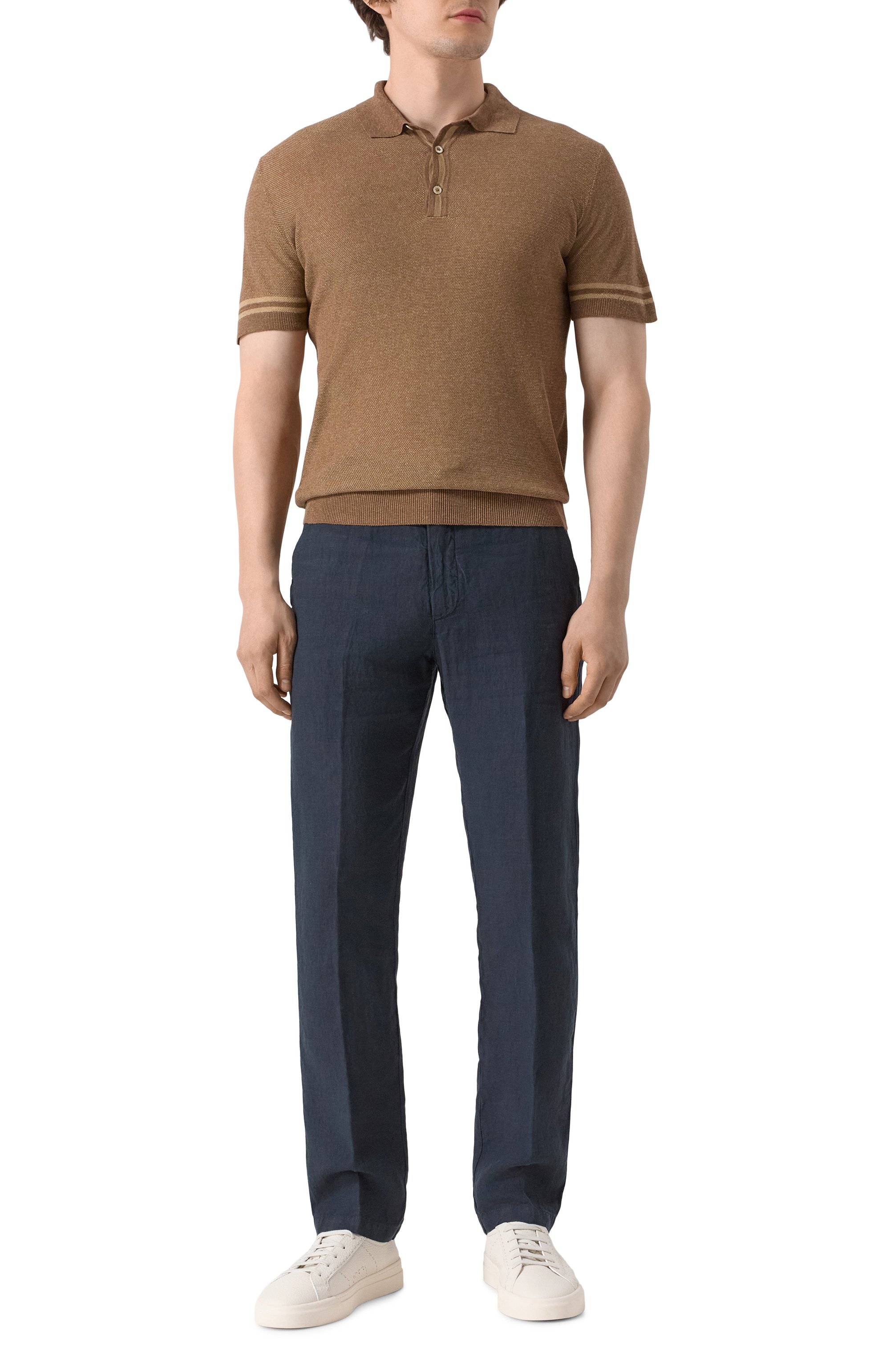 Поло из шелка и льна CORNELIANI коричневого цвета по цене 79950 руб., арт. 25M562-2525177, фото 2 Поло из шелка и льна CORNELIANI, арт. 25M562-2525177, фото 2