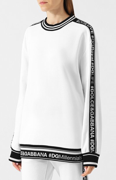 Хлопковый пуловер с логотипом бренда DOLCE & GABBANA, арт. F9D15T/FU7DU, фото 3