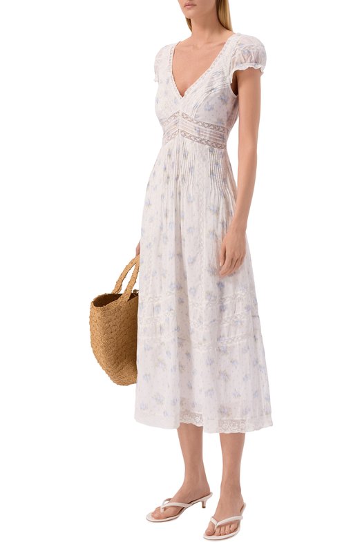 Хлопковое платье Love Shack Fancy D2566-3184 Кремовый  D2566-3184 Фото 2