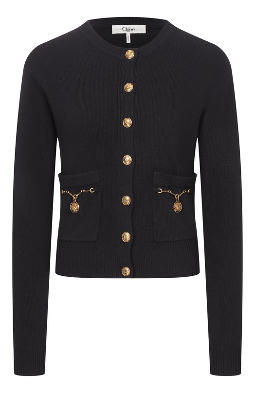 Кардиган из шерсти и кашемира Chloé CH26SMC07800 Чёрный CH26SMC07800