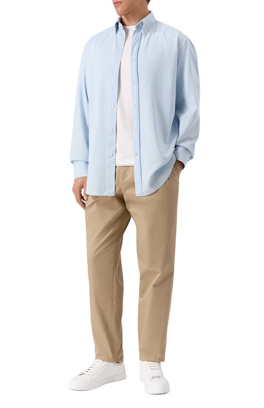 Хлопковая рубашка Brunello Cucinelli MR6831716P Голубой  MR6831716P Фото 2