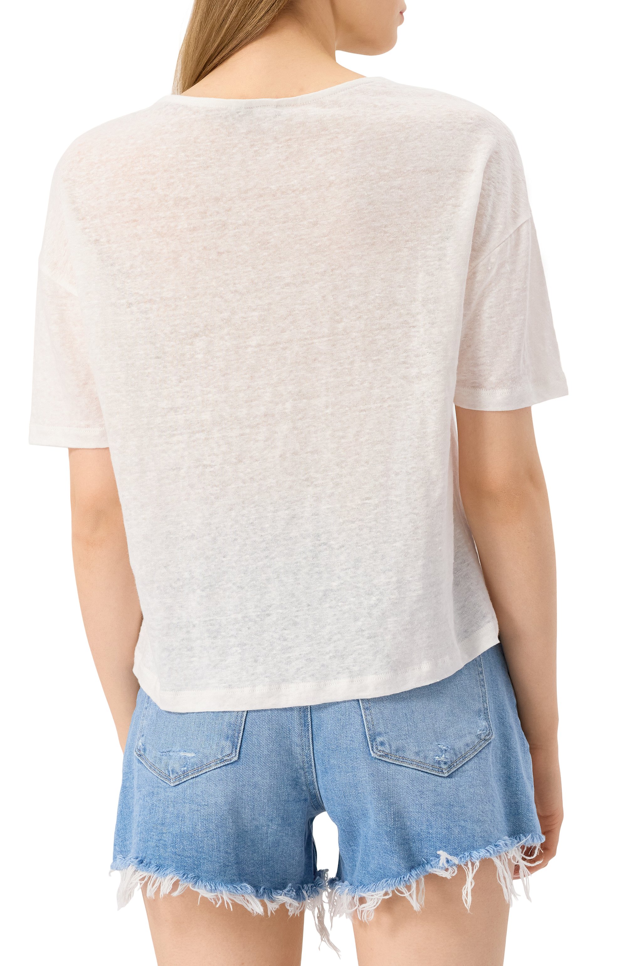 Льняная футболка MAX AND MOI белого цвета по цене 19950 руб., арт. E25TAYANNA, фото 4 Льняная футболка MAX AND MOI, арт. E25TAYANNA, фото 4