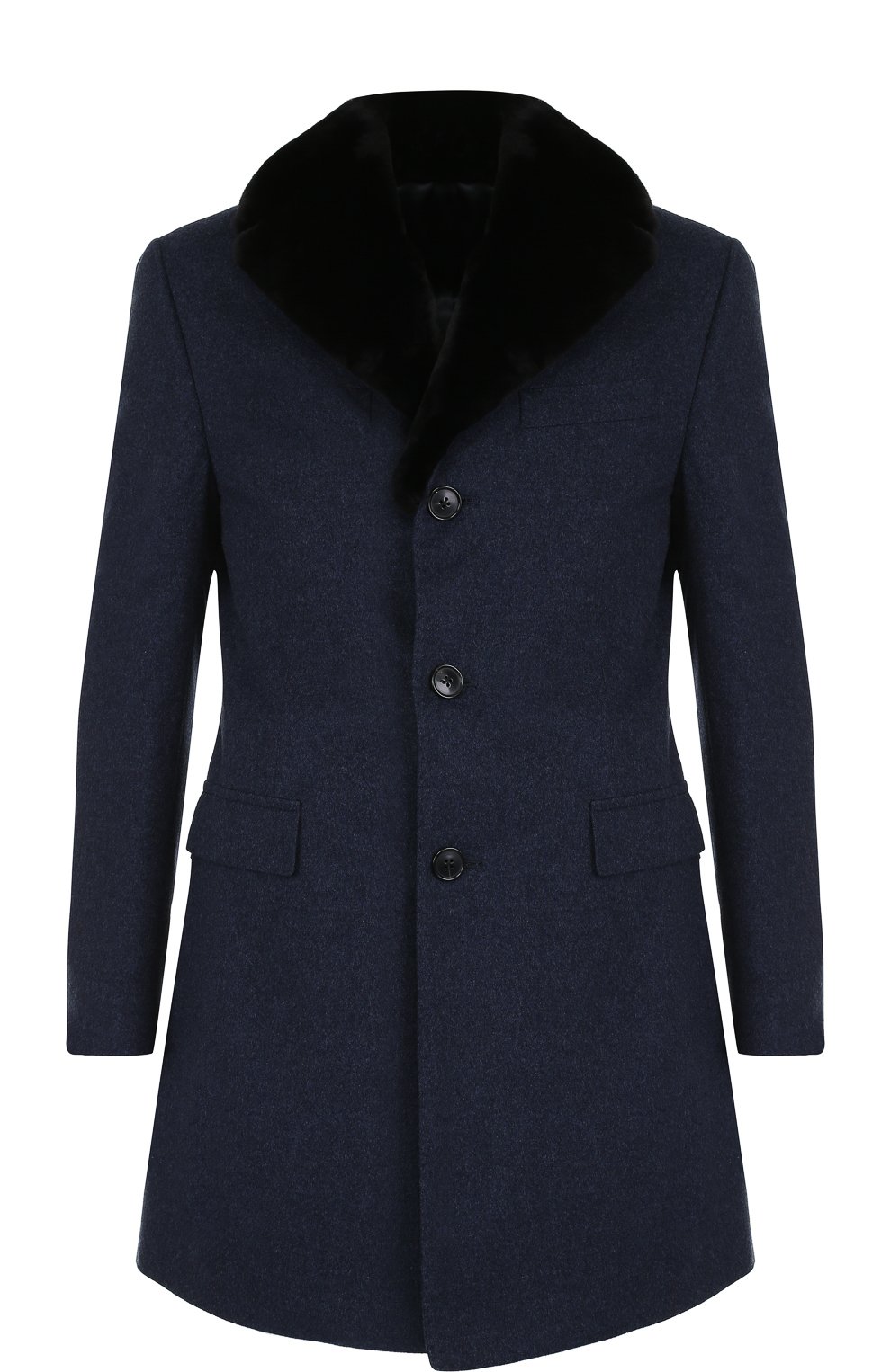 Однобортное кашемировое пальто с воротником из меха норки CORNELIANI, арт. 821403-8812638/00, фото 1