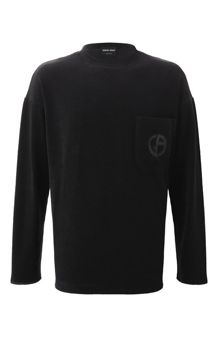 Мужской хлопковый лонгслив GIORGIO ARMANI черного цвета, арт. GM001249/TE13896 | Фото 1 (Материал сплава: Проставлено; Рукава: Длинные; Длина (для топов): Стандартные; Драгоценные камни: Проставлено)