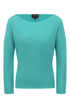 Женский пуловер из вискозы GIORGIO ARMANI бирюзового цвета, арт. 3DAM10/AM33Z | Фото 1 (Длина (для топов): Стандартные; Рукава: 3/4; Материал внешний: Вискоза; Женское Кросс-КТ: Пуловер-одежда; Стили: Кэжуэл)