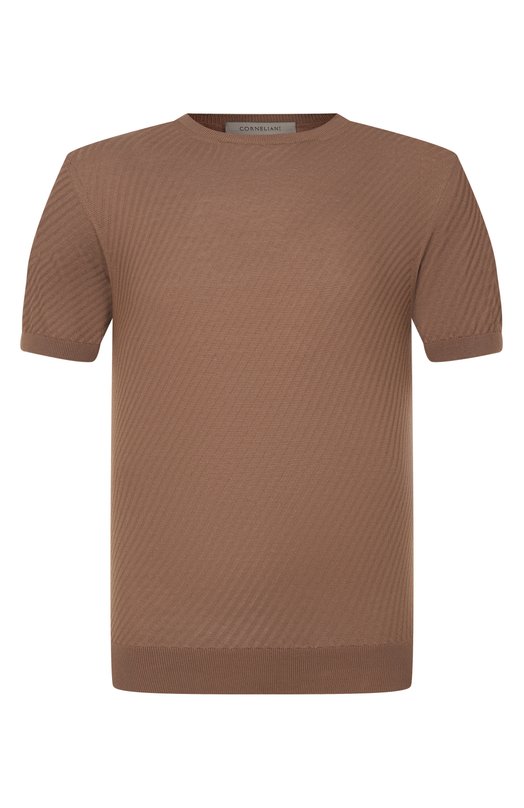 Джемпер из хлопка и шелка Corneliani 27M518/2725144 Коричневый 27M518/2725144