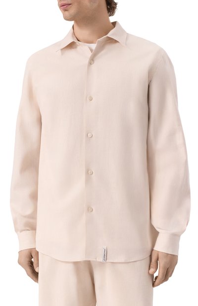 Рубашка изо льна и вискозы HINNOMINATE бежевого цвета по цене 17550 руб., арт. HMABM01347, фото 3 Рубашка изо льна и вискозы HINNOMINATE, арт. HMABM01347, фото 3