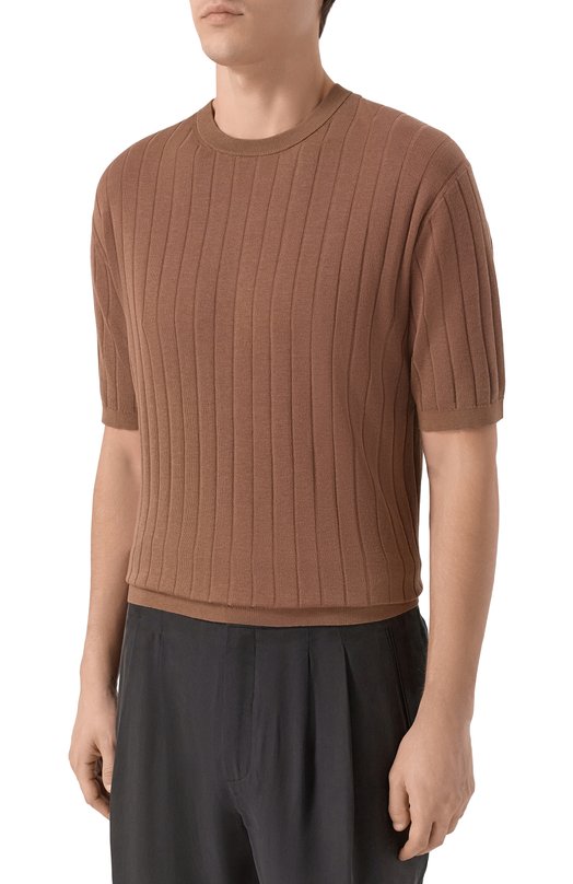 Джемпер из шелка и хлопка 12 STOREEZ 138259 Коричневый  138259 Фото 3
