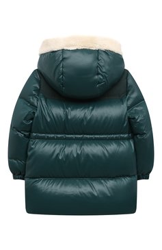 Детского пуховая куртка MONCLER зеленого цвета, арт. H29511C00005 68950 | Фото 2 (Материал внешний: Синтетический материал; Материал подклада: Хлопок; Материал утеплителя: Пух и перо; Кросс-КТ НВ: Куртки; Материал сплава: Проставлено; Нос: Не проставлено; Ростовка од�ежда: 18 мес | 86 см, 24 мес | 92 см, 36 мес | 98 см)