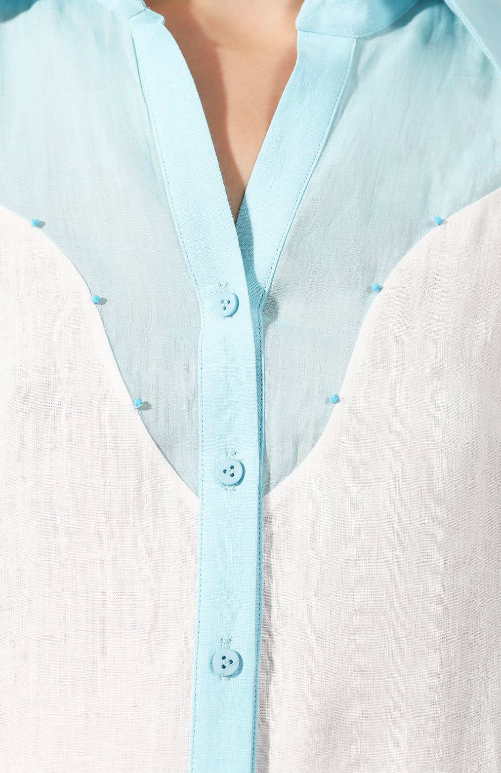 Льняная рубашка A MERE CO разноцветного цвета по цене 52650 руб., арт. AMC-R20-G4-41, фото 5 Льняная рубашка A MERE CO, арт. AMC-R20-G4-41, фото 5