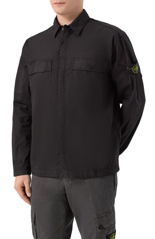 Хлопковая куртка-рубашка Stone Island K1S151200015/S0003 Чёрный  K1S151200015/S0003 Фото 3