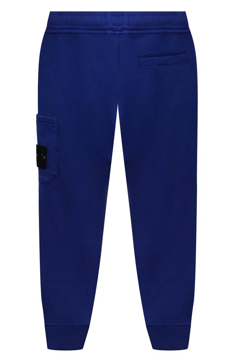 Детские хлопковые джоггеры STONE ISLAND синего цвета, арт. 801661540/3-4 | Фото 2 (Материал внешний: Хлопок; Нос: Не проставлено; Мальчики Кросс-КТ: Джоггеры-одежда; Ростовка одежда: 3 года | 98 см, 4 года | 104 см)