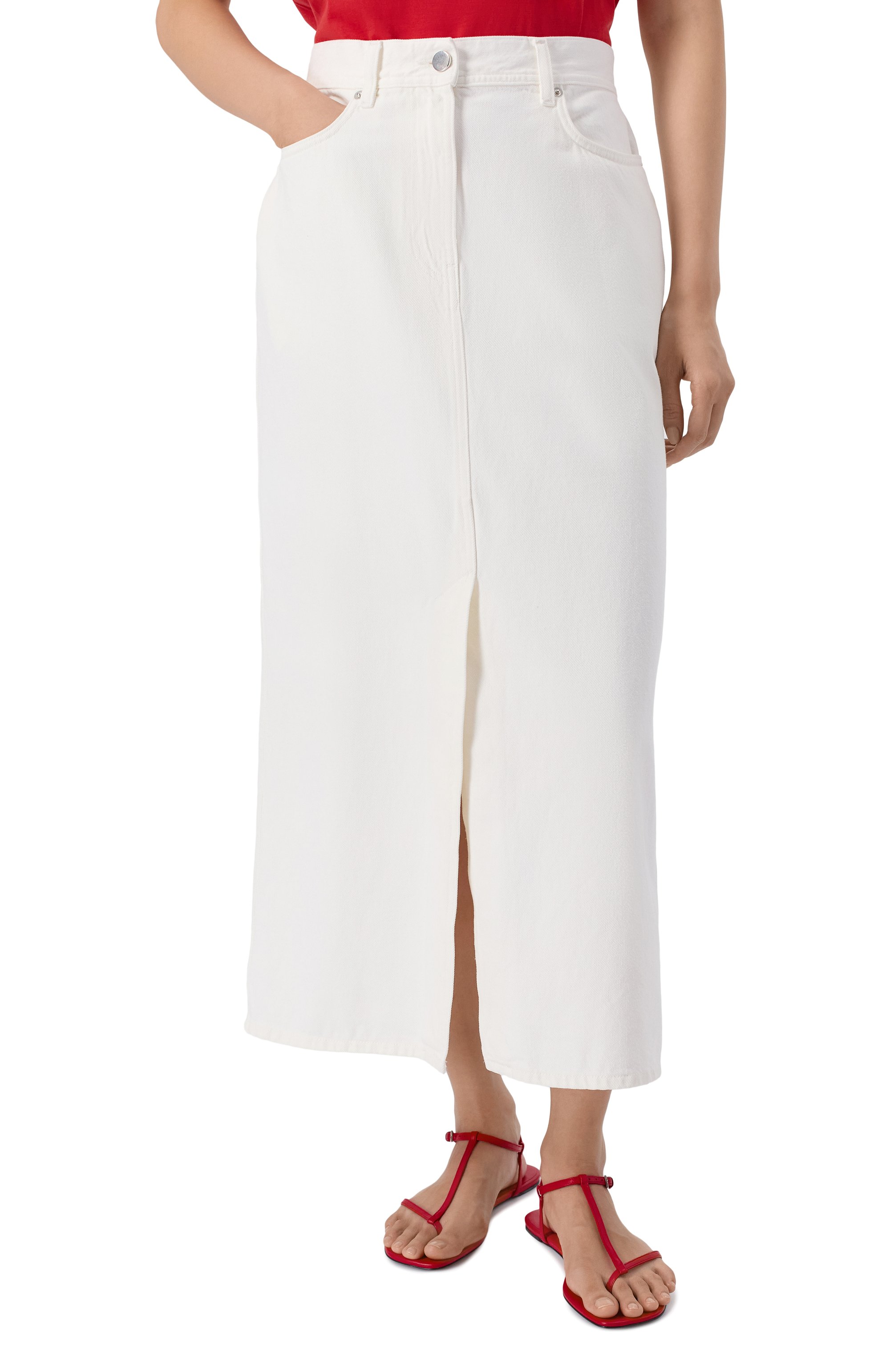 Джинсовая юбка LOULOU DE SAISON белого цвета по цене 36900 руб., арт. R0NA, фото 3 Джинсовая юбка LOULOU DE SAISON, арт. R0NA, фото 3