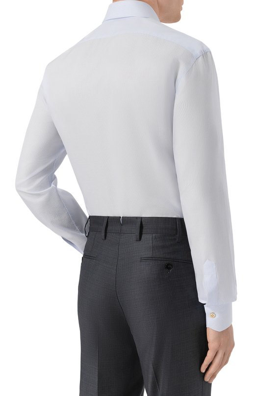 Хлопковая сорочка Kiton UCCH0948611 Голубой  UCCH0948611 Фото 4