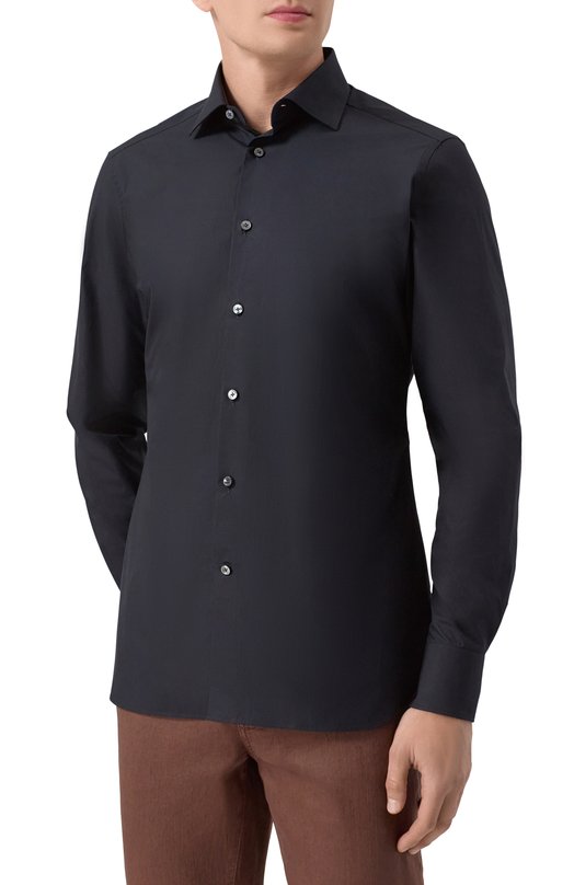 Хлопковая сорочка Zegna 9MS0MT/RCT1069 Синий  9MS0MT/RCT1069 Фото 3