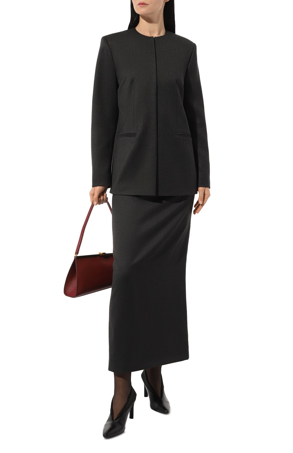 Шерстяная юбка SIMPLIFY темно-серого цвета по цене 46000 руб., арт. SKRTKMN, фото 2 Шерстяная юбка SIMPLIFY, арт. SKRTKMN, фото 2