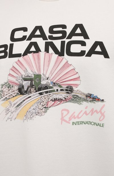 Хлопковый свитшот CASABLANCA белого цвета по цене 43100 руб., арт. MF21-JTP-001 0FF WHITE-RACING SHELL, фото 5 Хлопковый свитшот CASABLANCA, арт. MF21-JTP-001 0FF WHITE-RACING SHELL, фото 5