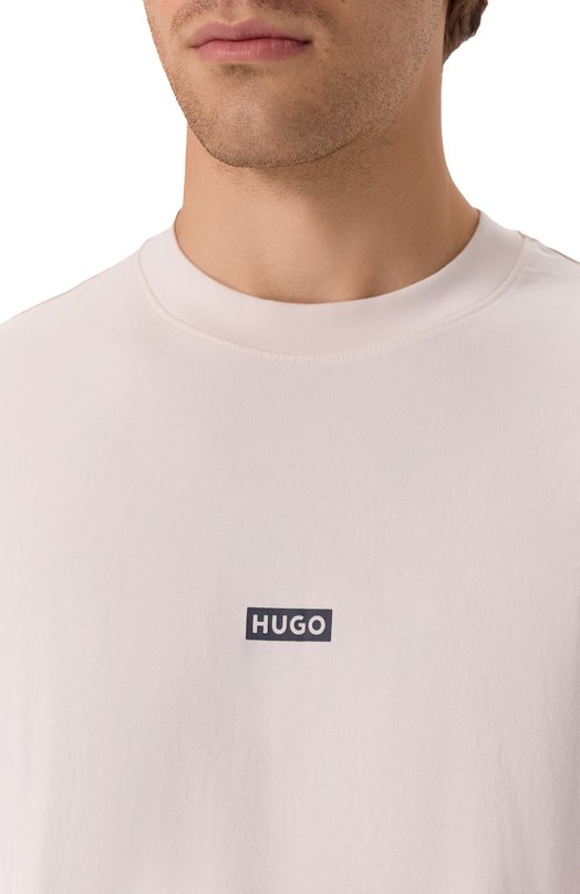 Хлопковая футболка HUGO Blue 50509776 Белый  50509776 Фото 5