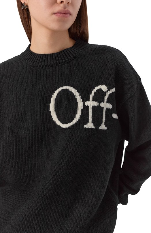 Шерстяной свитер Off-White 0WHE100F25KNI002 Чёрно-белый  0WHE100F25KNI002 Фото 5