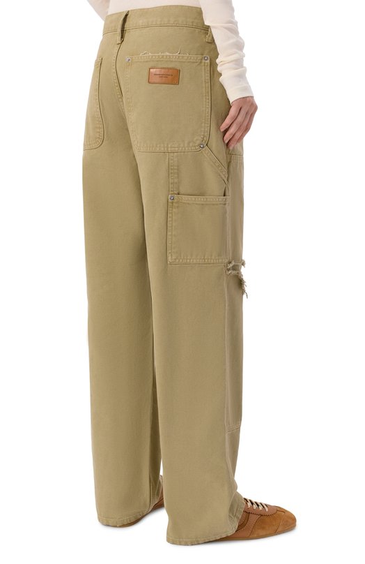 Хлопковые брюки Alexander Wang 4DC2264991 Хаки  4DC2264991 Фото 4