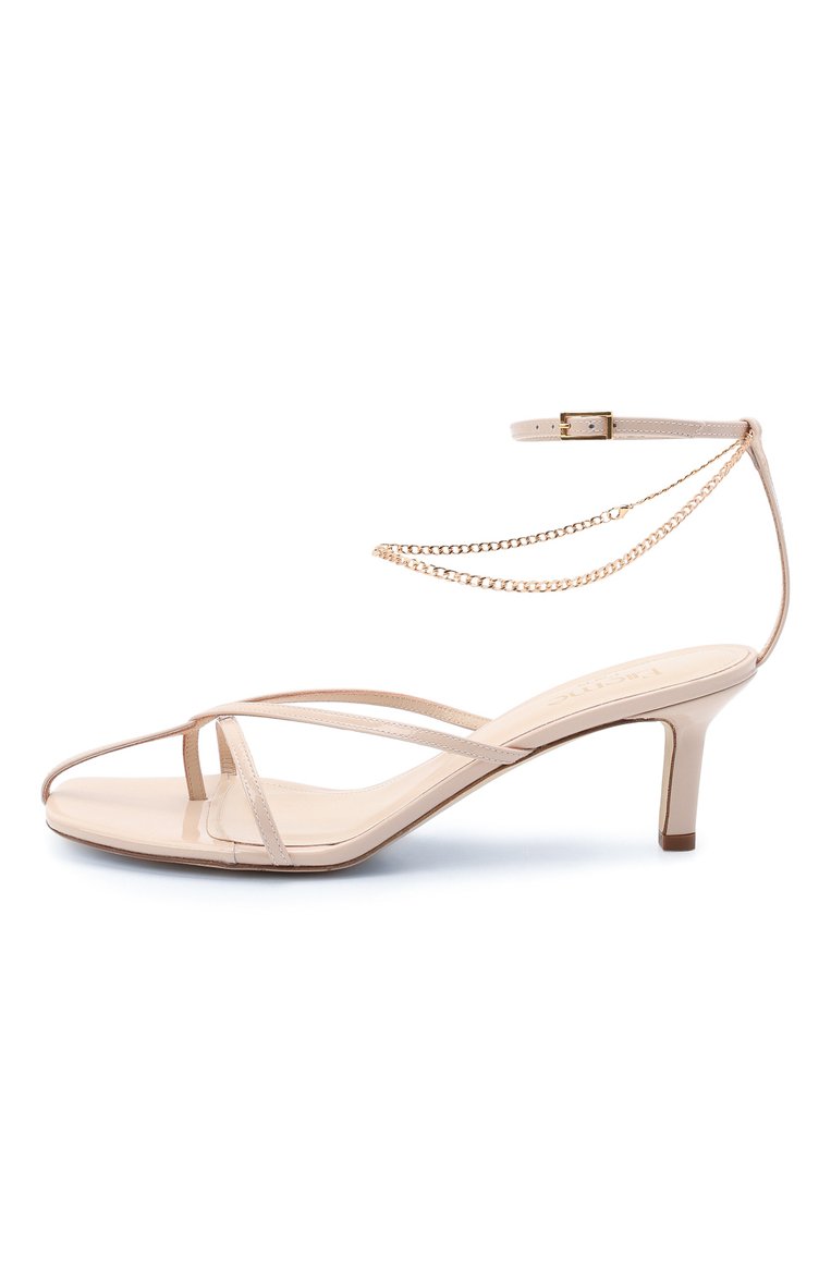 Женские кожаные босоножки etoile ELLEME бежевого цвета, арт. ET0ILE CHAIN THIN/LEATHER | Фото 3 (Каблук высота: Средний; Подошва: Плоская; Материал внутренний: Натуральная кожа; Каблук тип: Шпилька; Материал внешний: Натуральная кожа)