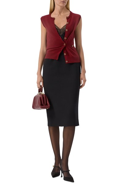 Кашемировый жилет DOLCE & GABBANA бордового цвета по цене 254000 руб., арт. FXVF4T/JBW22, фото 2 Кашемировый жилет DOLCE & GABBANA, арт. FXVF4T/JBW22, фото 2