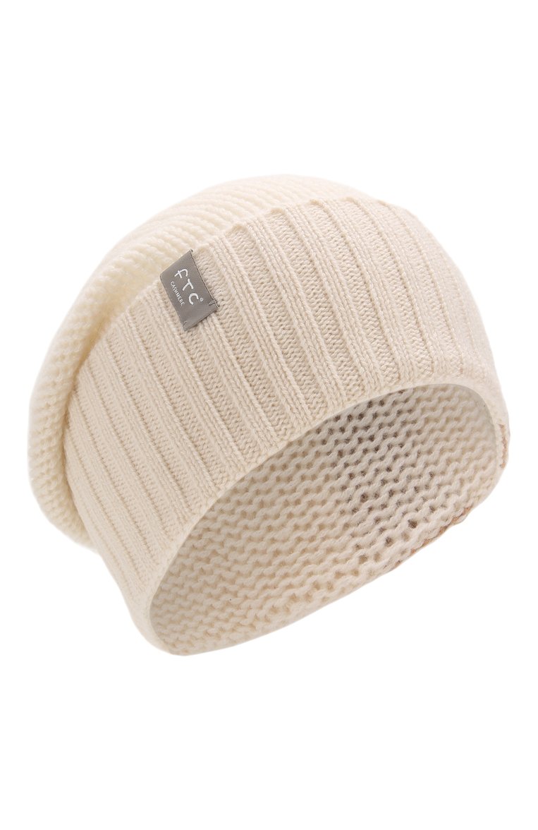 Женская кашемировая шапка FTC белого цвета, арт. 770-0950 | Фото 1 (Материал: Текстиль, Кашемир, Шерсть; Материал сплава: Проставлено; Нос: Не проставлено)