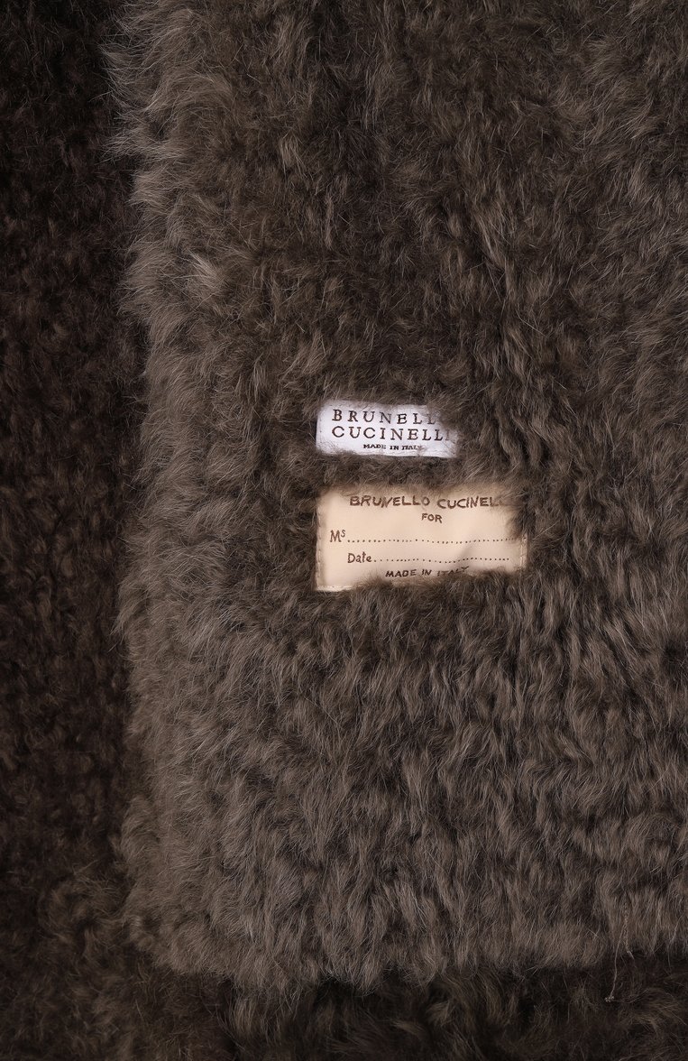Женская дубленка из овчины BRUNELLO CUCINELLI коричневого цвета, арт. MPMCY9674 | Фото 7 (Материал внешний: Натуральный мех; Длина (верхняя одежда): До середины бедра; Рукава: Длинные; Автоматизация ТО: Проставлено; Автоматизация состава: Проставлено; Кросс-КТ: Куртка; Стили: Кэжуэл)