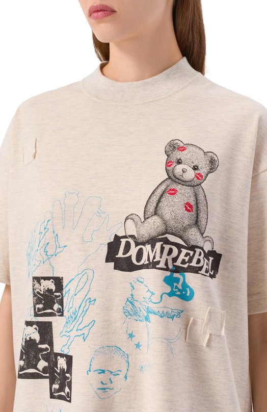 Хлопковая футболка DOMREBEL HIGH L0W T-SHIRT Кремовый  HIGH L0W T-SHIRT Фото 5