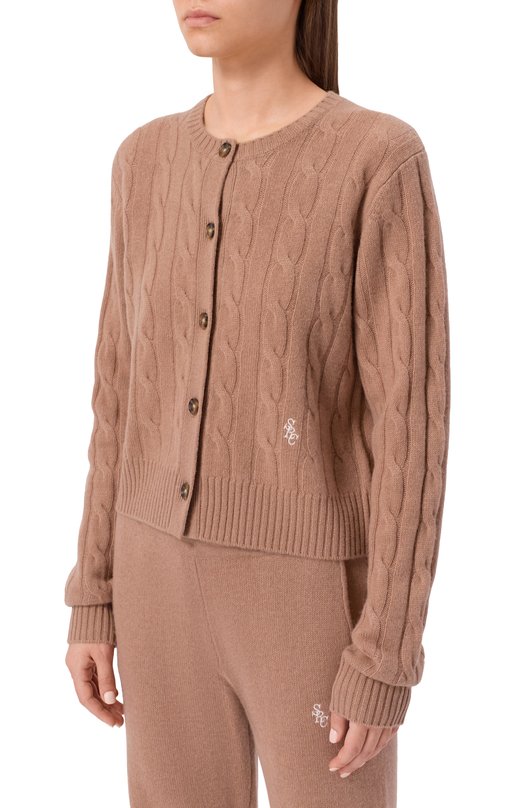 Кардиган из кашемира и шерсти Sporty and Rich CA00365302BE02 Бежевый  CA00365302BE02 Фото 3