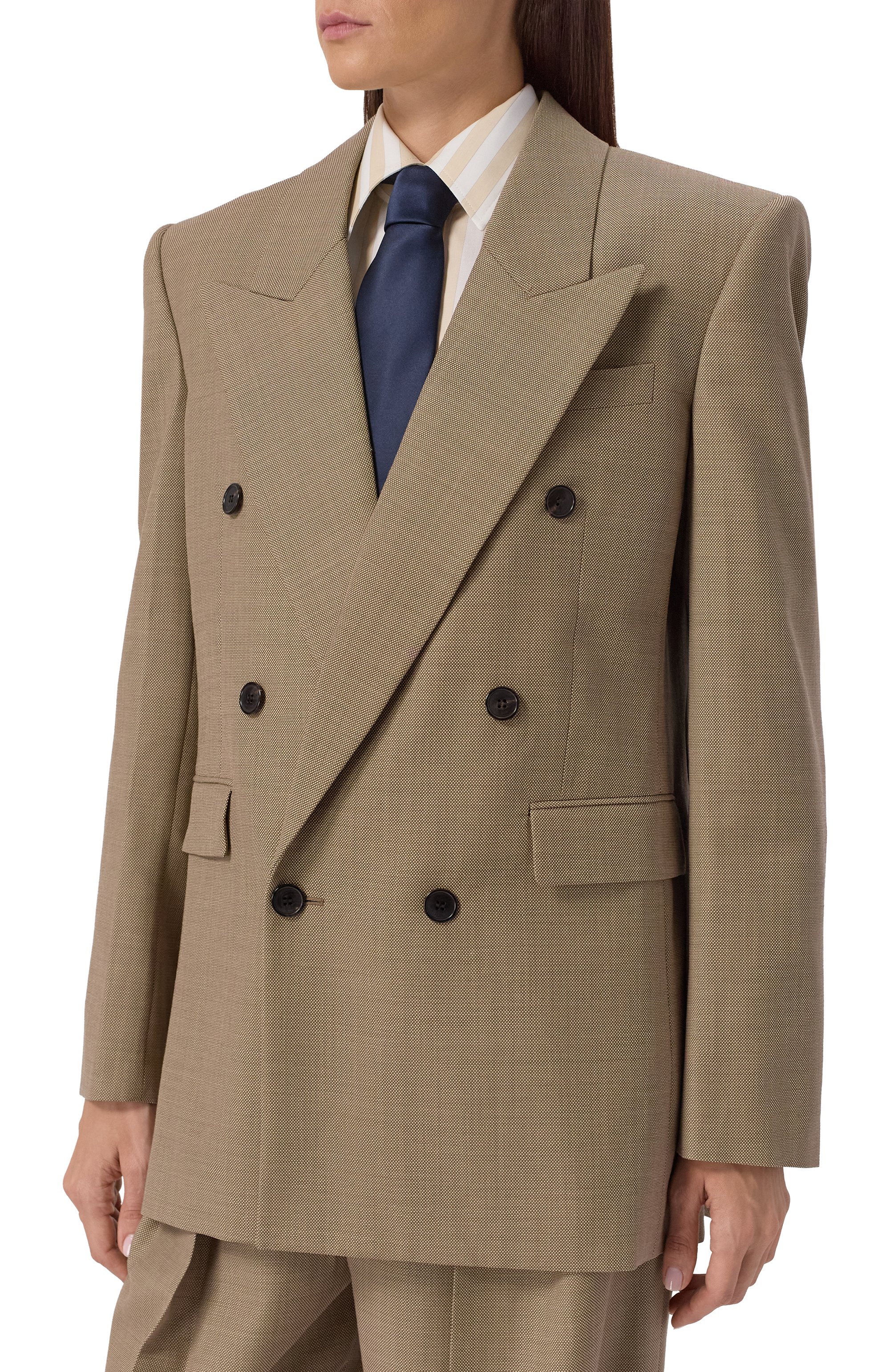 Шерстяной жакет SAINT LAURENT бежевого цвета по цене 399000 руб., арт. 821942/Y1I25, фото 3 Шерстяной жакет SAINT LAURENT, арт. 821942/Y1I25, фото 3