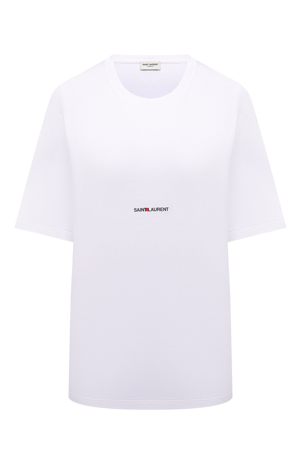 Хлопковая футболка SAINT LAURENT белого цвета по цене 49950 руб., арт. 460876/YB2DQ, фото 1 Хлопковая футболка SAINT LAURENT, арт. 460876/YB2DQ, фото 1