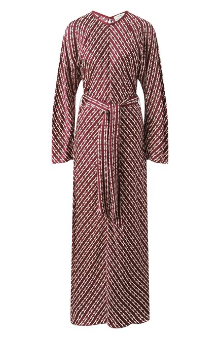 Женское атласное платье FORTE_FORTE бордового цвета, арт. 13625_MY DRESS | Фото 1 (Материал внешний: Вискоза; Рукава: Длинные; Длина Ж (юбки, платья, шорты): Макси; Материал сплава: Проставлено; Драгоценные камни: Проставлено)