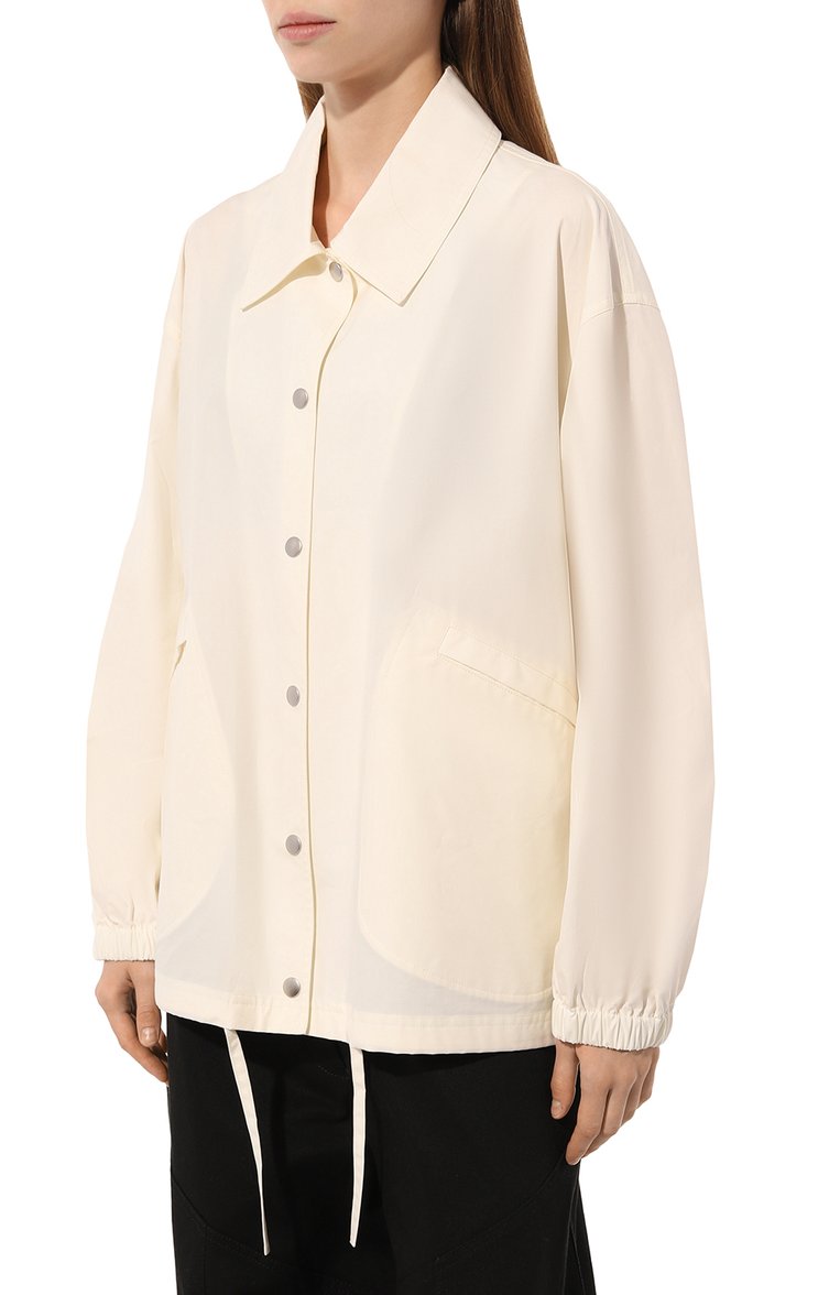 Женская хлопковая куртка JIL SANDER кремового цвета, арт. J04AM0001-J45063 | Фото 3 (Материал внешний: Хлопок; Рукава: Длинные; Длина (верхняя одежда): Короткие; Кросс-КТ: Легкие, Куртка; Стили: Кэжуэл)