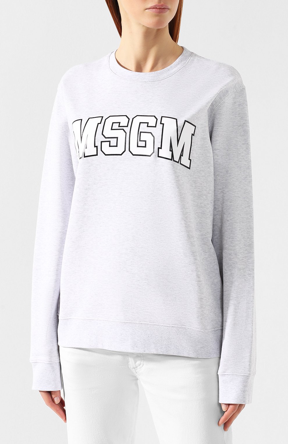 Хлопковый пуловер MSGM серого цвета по цене 18350 руб., арт. 2641MDM163 195297, фото 3 Хлопковый пуловер MSGM, арт. 2641MDM163 195297, фото 3