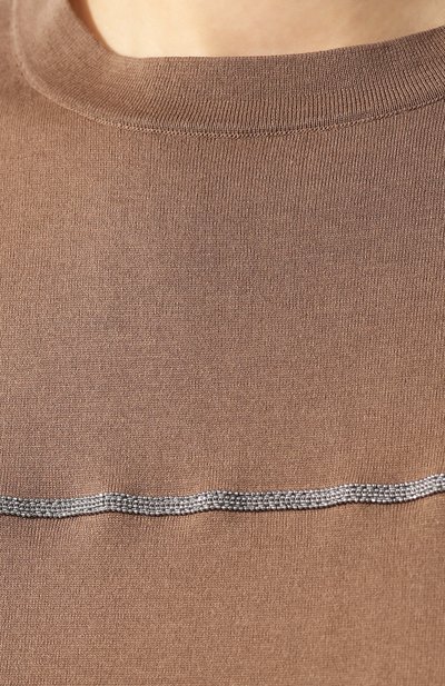 Хлопковая футболка BRUNELLO CUCINELLI бежевого цвета по цене 111000 руб., арт. M8Z861240, фото 5 Хлопковая футболка BRUNELLO CUCINELLI, арт. M8Z861240, фото 5