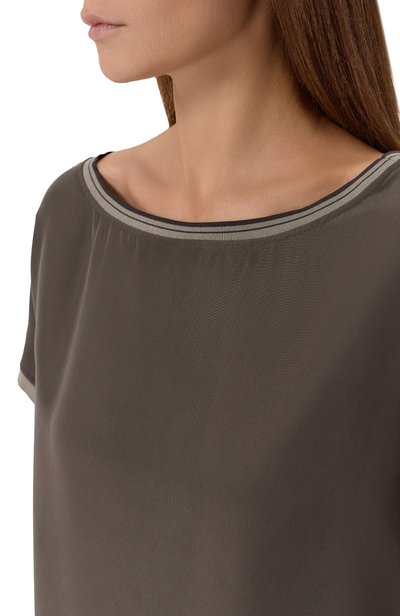Шелковый топ GIORGIO ARMANI темно-серого цвета по цене 158000 руб., арт. GW003910/TE13643, фото 5 Шелковый топ GIORGIO ARMANI, арт. GW003910/TE13643, фото 5