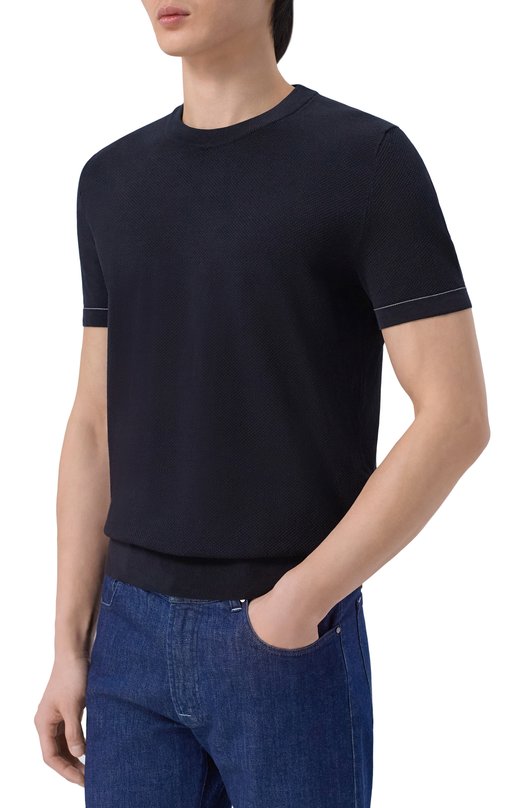 Хлопковый джемпер Brioni UMR00L/P0K15 Синий  UMR00L/P0K15 Фото 3