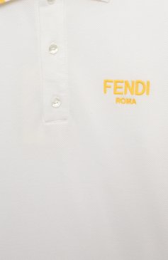 Детское хлопковое поло FENDI молочного цвета, арт. JMI440/AVP | Фото 3 (Рукава: Короткие; Материал сплава: Проставлено; Материал внешний: Хлопок; Драгоценные камни: Проставлено; Ростовка одежда: 5 лет | 110 см, 9 лет | 134 см, 12 лет | 152 см, 10 - 11 лет | 140 - 146см, 13 - 15 лет | 158 см, 6 лет | 116 см, 4 года | 104 см)