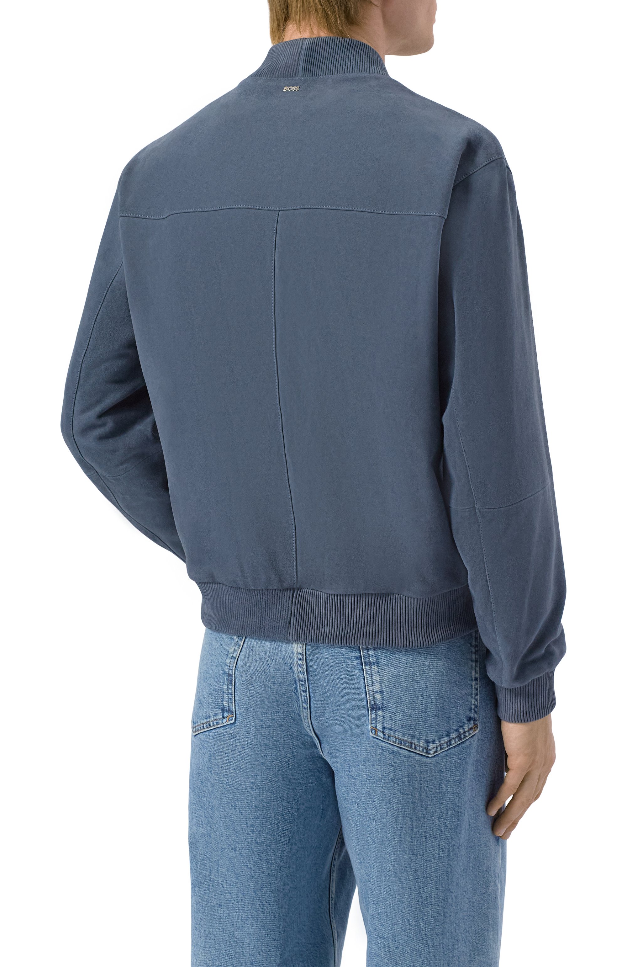 Замшевый бомбер BOSS голубого цвета по цене 82950 руб., арт. 50543213, фото 4 Замшевый бомбер BOSS, арт. 50543213, фото 4