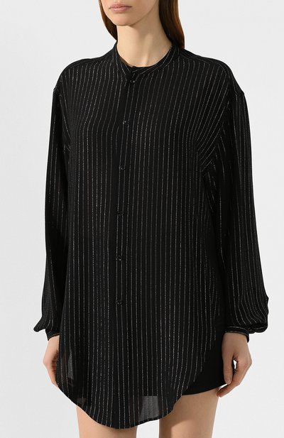 Рубашка из вискозы SAINT LAURENT черного цвета по цене 150000 руб., арт. 605378/Y852T, фото 3 Рубашка из вискозы SAINT LAURENT, арт. 605378/Y852T, фото 3