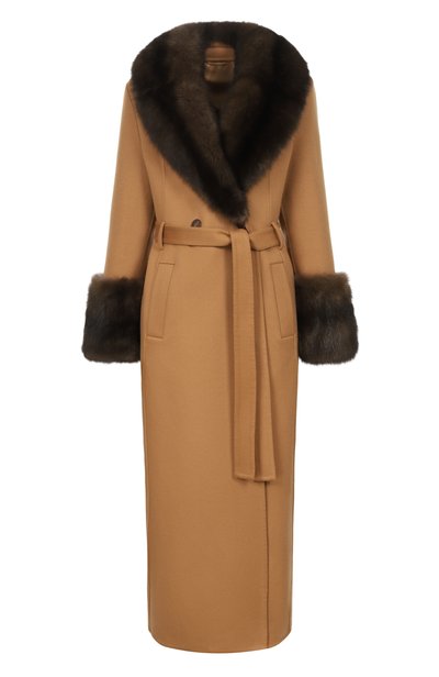 Женское пальто с отделкой из соболя MVST, арт. M26.1MW.CA08.1/F193 CASHMERE