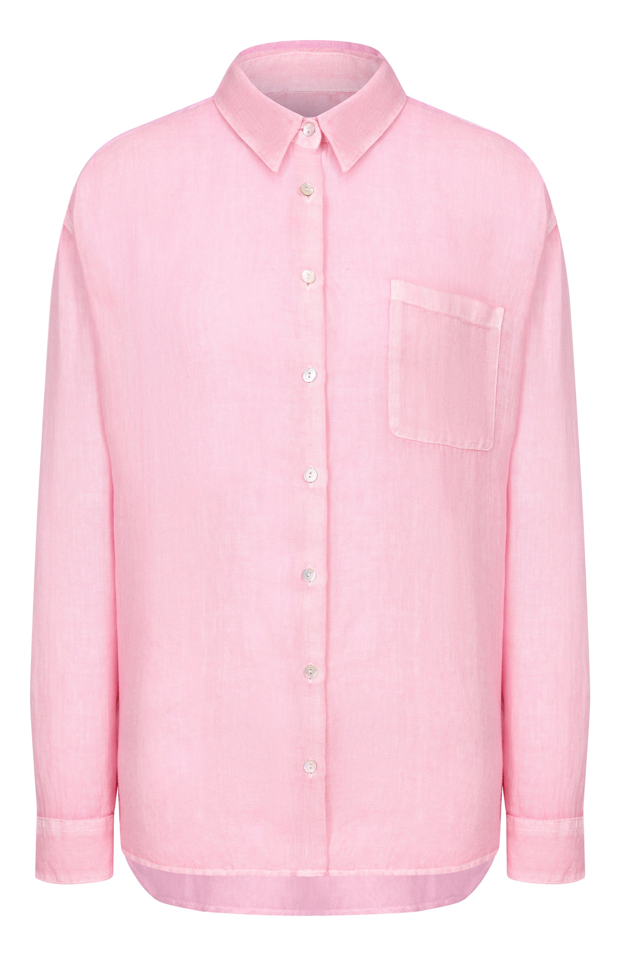 Льняная рубашка 120% LINO розового цвета по цене 32050 руб., арт. 33ALIW19GE/0000115_001, фото 1 Льняная рубашка 120% LINO, арт. 33ALIW19GE/0000115_001, фото 1